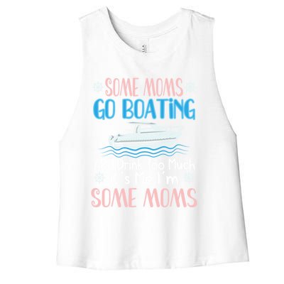 Moms Boating Mom Boat Captain Pontoon Sailor Cruising Meaningful Gift Women's Racerback Cropped Tank