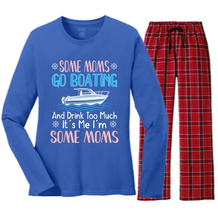 Moms Boating Mom Boat Captain Pontoon Sailor Cruising Meaningful Gift Women's Long Sleeve Flannel Pajama Set 