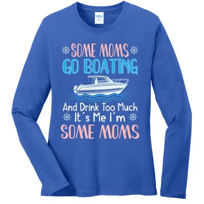 Moms Boating Mom Boat Captain Pontoon Sailor Cruising Meaningful Gift Ladies Long Sleeve Shirt