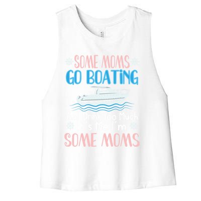 Moms Boating Mom Boat Captain Pontoon Sailor Cruising Meaningful Gift Women's Racerback Cropped Tank