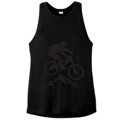 Mountain Biking Mountains Terrain MTB Biker Graphic Ladies PosiCharge Tri-Blend Wicking Tank