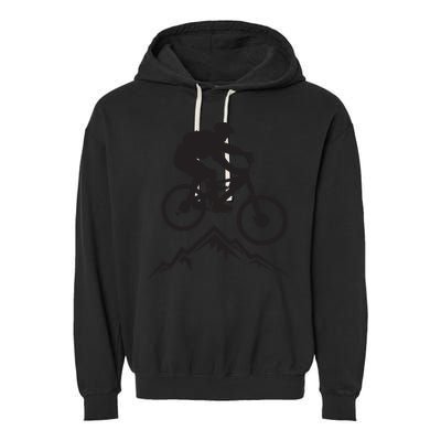 Mountain Biking Mountains Terrain MTB Biker Graphic Garment-Dyed Fleece Hoodie
