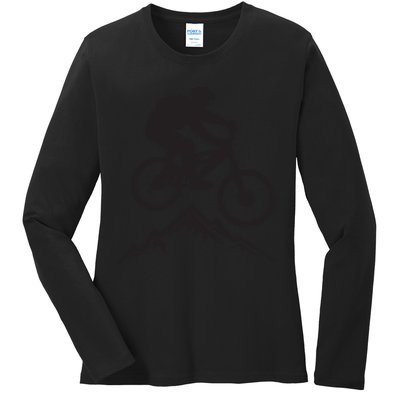Mountain Biking Mountains Terrain MTB Biker Graphic Ladies Long Sleeve Shirt