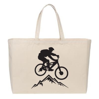 Mountain Biking Mountains Terrain MTB Biker Graphic Cotton Canvas Jumbo Tote