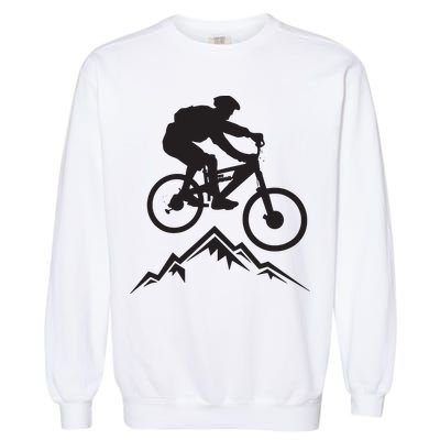 Mountain Biking Mountains Terrain MTB Biker Graphic Garment-Dyed Sweatshirt