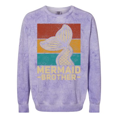 Mermaid Brother Mermaid Birthday Party Outfit Retro Mermaid Colorblast Crewneck Sweatshirt