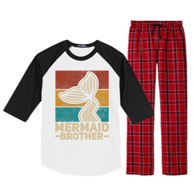 Mermaid Brother Mermaid Birthday Party Outfit Retro Mermaid Raglan Sleeve Pajama Set