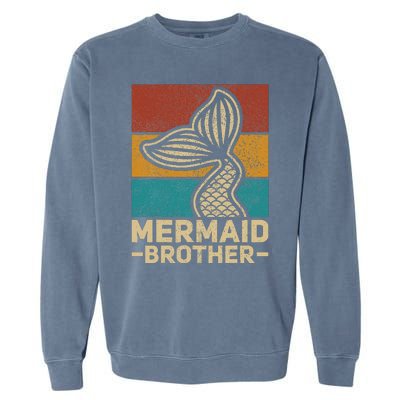 Mermaid Brother Mermaid Birthday Party Outfit Retro Mermaid Garment-Dyed Sweatshirt