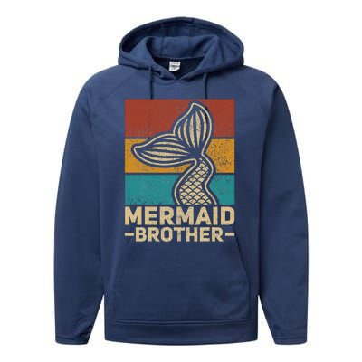 Mermaid Brother Mermaid Birthday Party Outfit Retro Mermaid Performance Fleece Hoodie