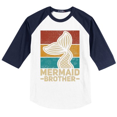 Mermaid Brother Mermaid Birthday Party Outfit Retro Mermaid Baseball Sleeve Shirt