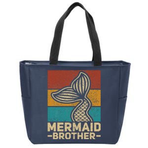 Mermaid Brother Mermaid Birthday Party Outfit Retro Mermaid Zip Tote Bag