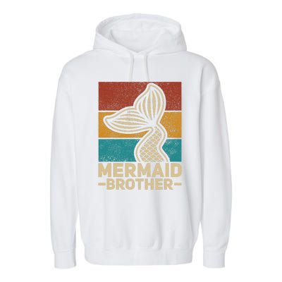 Mermaid Brother Mermaid Birthday Party Outfit Retro Mermaid Garment-Dyed Fleece Hoodie