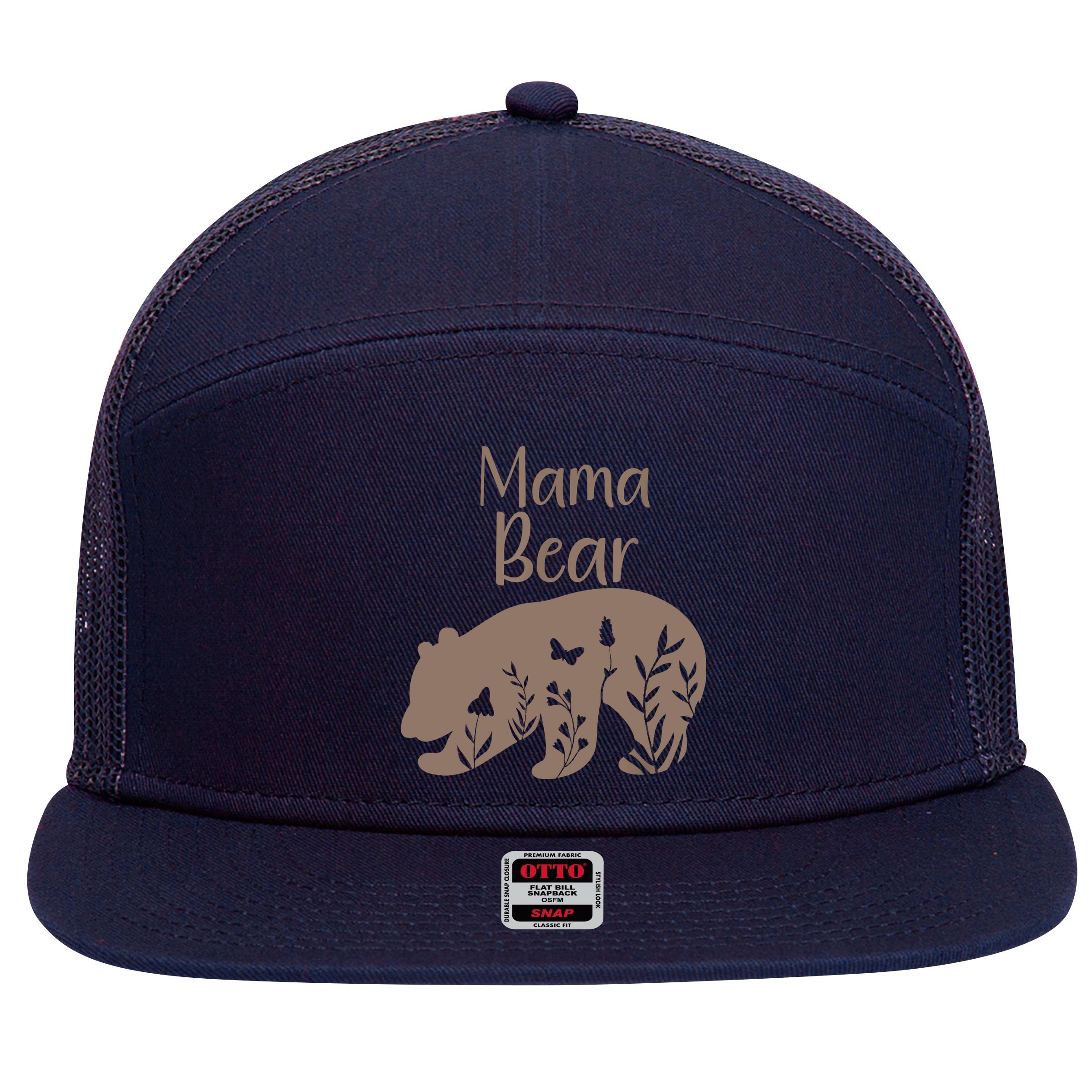 Mama Bear 7 Panel Mesh Trucker Snapback Hat