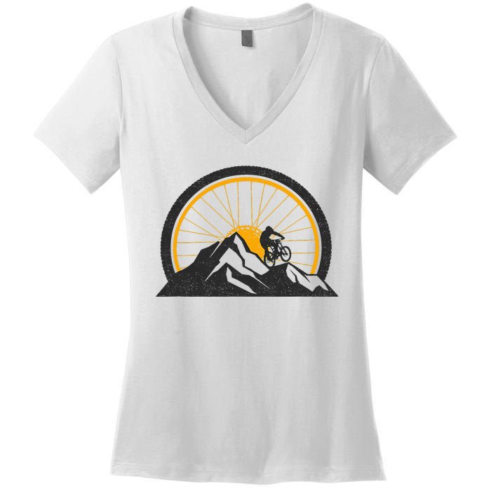 Mountain Bike Mtb Clothing Mtb Mountain Bike Women's V-Neck T-Shirt