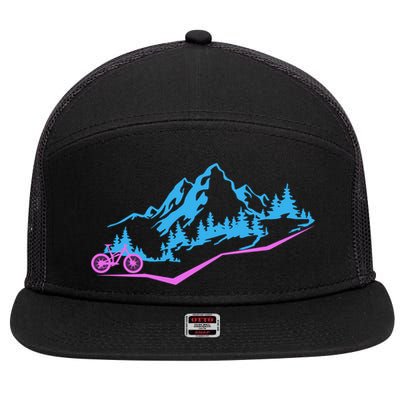 Mountain Bike Mtb Cycling Mountain Biker Biking Cyclist Gift 7 Panel Mesh Trucker Snapback Hat
