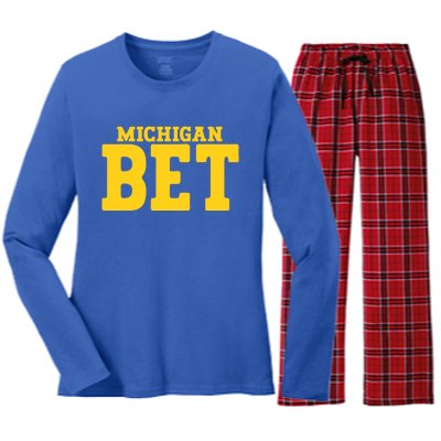 Michigan Bet Women's Long Sleeve Flannel Pajama Set 