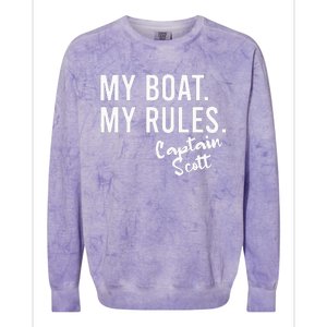 My Boat My Rules Captain Scott Personalized Boating Name Colorblast Crewneck Sweatshirt