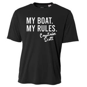 My Boat My Rules Captain Scott Personalized Boating Name Cooling Performance Crew T-Shirt