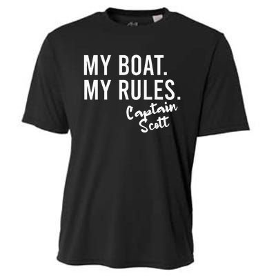 My Boat My Rules Captain Scott Personalized Boating Name Cooling Performance Crew T-Shirt