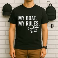 My Boat My Rules Captain Scott Personalized Boating Name T-Shirt