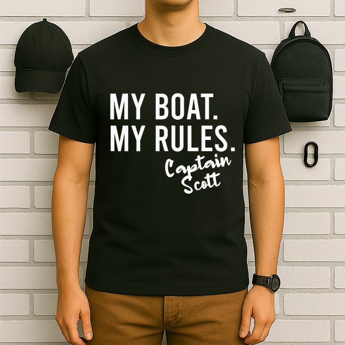 My Boat My Rules Captain Scott Personalized Boating Name T-Shirt