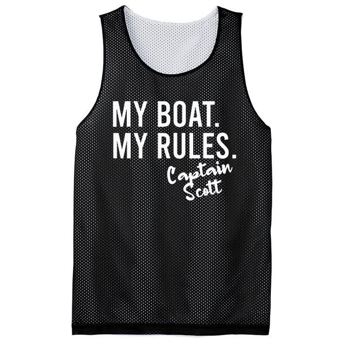 My Boat My Rules Captain Scott Personalized Boating Name Mesh Reversible Basketball Jersey Tank