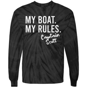 My Boat My Rules Captain Scott Personalized Boating Name Tie-Dye Long Sleeve Shirt