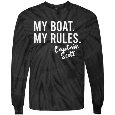 My Boat My Rules Captain Scott Personalized Boating Name Tie-Dye Long Sleeve Shirt