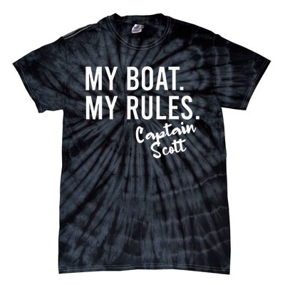 My Boat My Rules Captain Scott Personalized Boating Name Tie-Dye T-Shirt