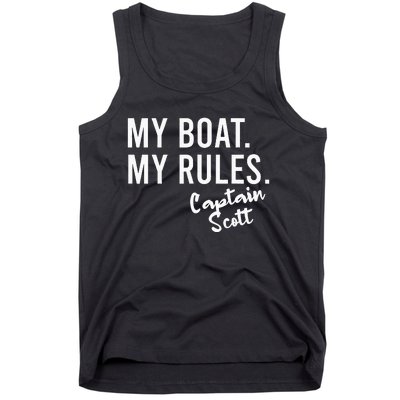 My Boat My Rules Captain Scott Personalized Boating Name Tank Top