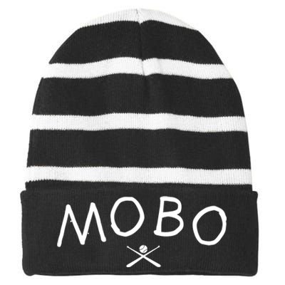 Modern Baseball Mobo Embroidered Striped Beanie with Solid Band