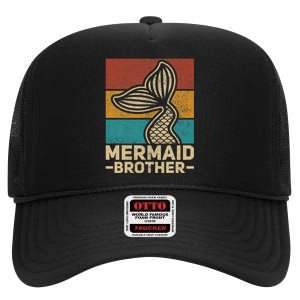 Mermaid Brother Mermaid Birthday Party Outfit Retro Mermaid High Crown Mesh Back Trucker Hat