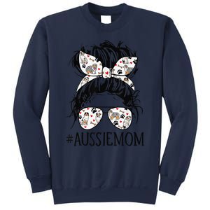 Messy Bun Mom Aussie Mom Glasses Mothers Day Dog Lovers Gift Sweatshirt