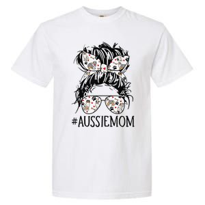 Messy Bun Mom Aussie Mom Glasses Mothers Day Dog Lovers Gift Garment-Dyed Heavyweight T-Shirt