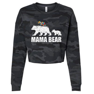 Mama Bear Mom Autistic Child Cropped Pullover Crew