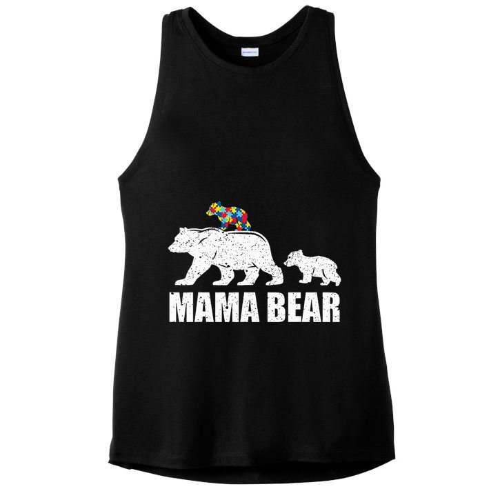 Mama Bear Mom Autistic Child Ladies PosiCharge Tri-Blend Wicking Tank