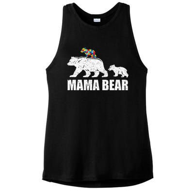 Mama Bear Mom Autistic Child Ladies PosiCharge Tri-Blend Wicking Tank