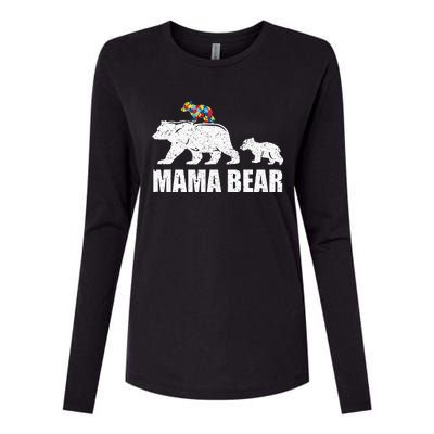 Mama Bear Mom Autistic Child Womens Cotton Relaxed Long Sleeve T-Shirt