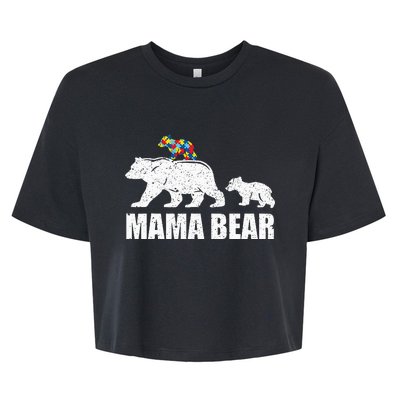 Mama Bear Mom Autistic Child Bella+Canvas Jersey Crop Tee