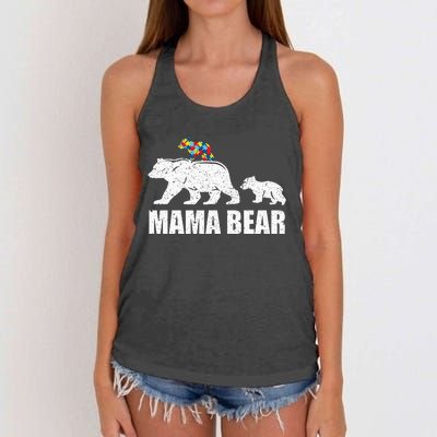 Mama Bear Mom Autistic Child Women's Knotted Racerback Tank