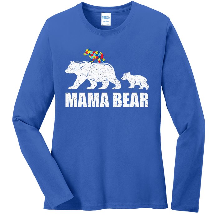 Mama Bear Mom Autistic Child Ladies Long Sleeve Shirt