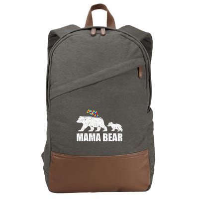 Mama Bear Mom Autistic Child Cotton Canvas Backpack