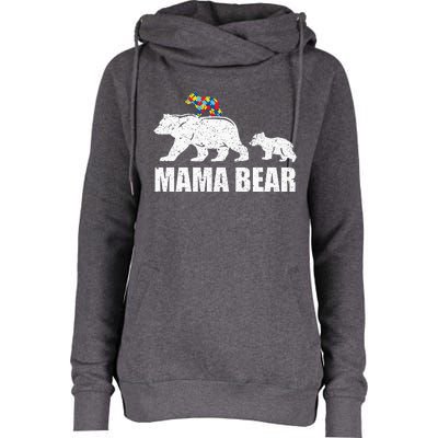 Mama Bear Mom Autistic Child Womens Funnel Neck Pullover Hood