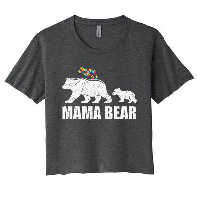 Mama Bear Mom Autistic Child Women's Crop Top Tee