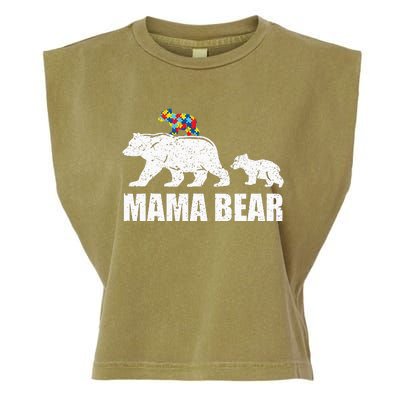 Mama Bear Mom Autistic Child Garment-Dyed Women's Muscle Tee