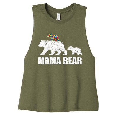 Mama Bear Mom Autistic Child Women's Racerback Cropped Tank