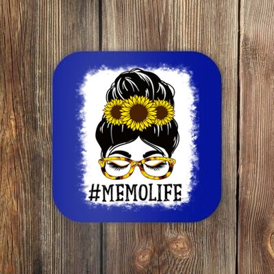 Messy Bun Memo Life Grandma Sunflowers Cute Mothers Day Gift Coaster