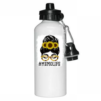 Messy Bun Memo Life Grandma Sunflowers Cute Mothers Day Gift Aluminum Water Bottle