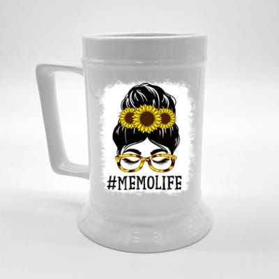 Messy Bun Memo Life Grandma Sunflowers Cute Mothers Day Gift Beer Stein