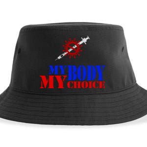 My Body My Choice Anti Vaccine Funny Sustainable Bucket Hat